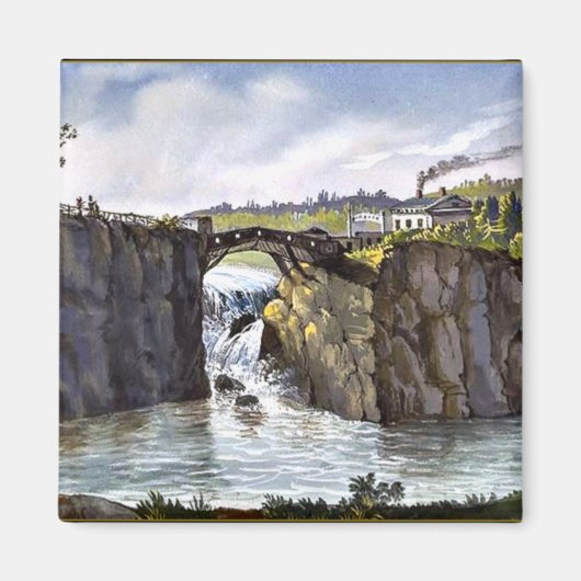 Passaic Falls in New Jersey, Fine Art Malerei Magnet (Vorne)