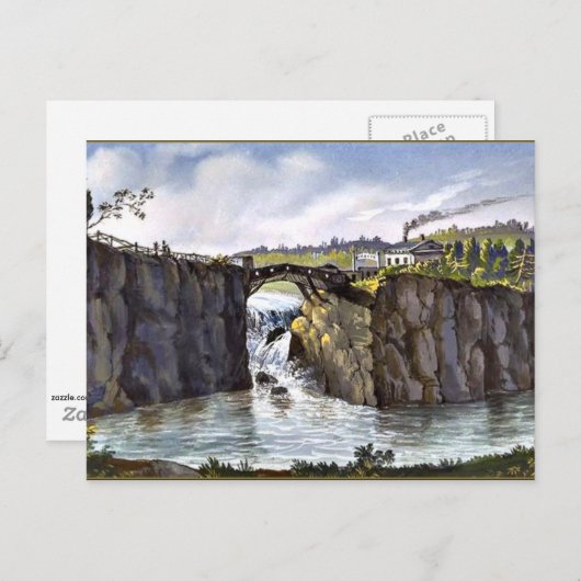 Passaic Falls in New Jersey, Fine Art Malerei Postkarte (Vorne/Hinten)