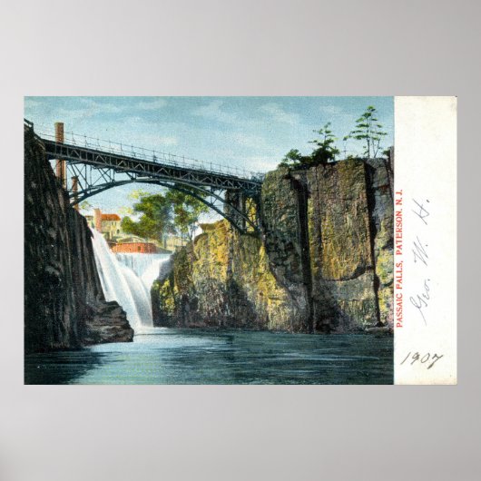 Passaic Falls, Paterson NJ 1907 Vintag Poster (Vorne)