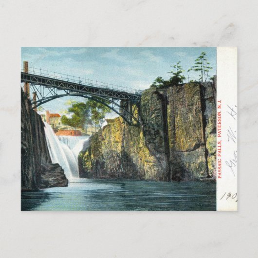 Passaic Falls, Paterson NJ 1907 Vintag Postkarte (Vorderseite)