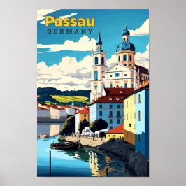 Passau Deutschland Reisen Kunst Vintage Illustrati Poster