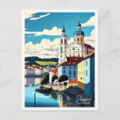 Passau Deutschland Vintage Reise Illustration Postkarte (Vorderseite)
