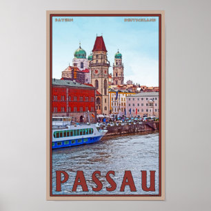Passau - Wasserfront Donau Poster