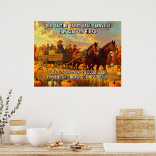 Passe den landwirtschaftlichen Herbsternte Pferdew Poster