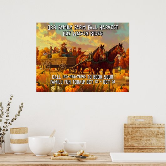 Passe den landwirtschaftlichen Herbsternte Pferdew Poster (Küche)