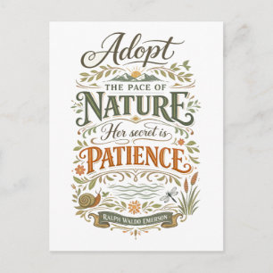 "Passe dich dem Rhythmus der Natur an" -- Emerson- Postkarte