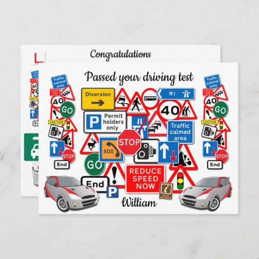 Passed your Driving Test ~ Congratulations! Postkarte (Vorne/Hinten)