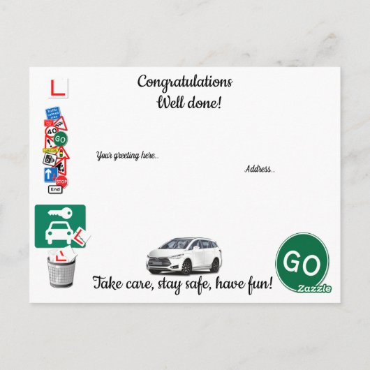 Passed your Driving Test ~ Congratulations! Postkarte (Rückseite)