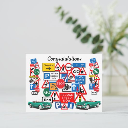 Passed your Driving Test ~ Congratulations! Postkarte (Stehend Vorderseite)