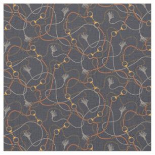 Passementerie-Leder-Gürtel & Kette - navy  Stoff