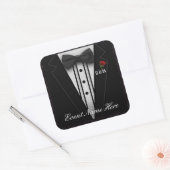 Passen Sie Black Tuxedo und Night Sky an Quadratischer Aufkleber (Umschlag)