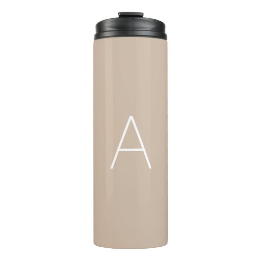 Passen Sie das Alphabet-Anfangsbeige an Thermosbecher (Vorderseite)