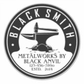 Passen Sie das Black Anvil Metal Works Auto an Aufkleber (Vorderseite)