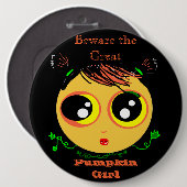 Passen Sie das GROSSE KÜRBIS Mädchen auf (BUTTON) Button (Vorne & Hinten)