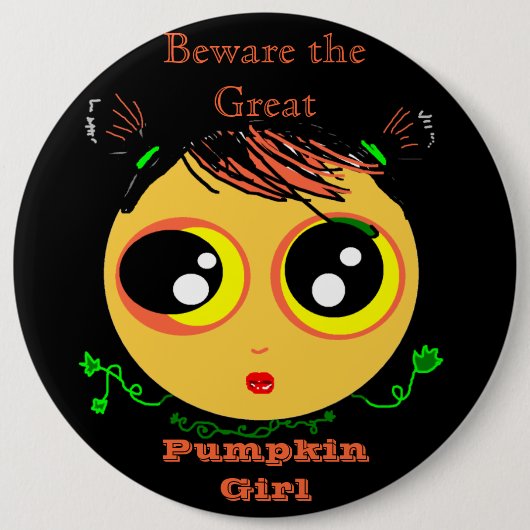 Passen Sie das GROSSE KÜRBIS Mädchen auf (BUTTON) Button (Vorderseite)