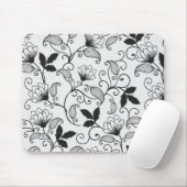 Passen Sie das Muster der schwarzen Flora an Mousepad (Mit Mouse)