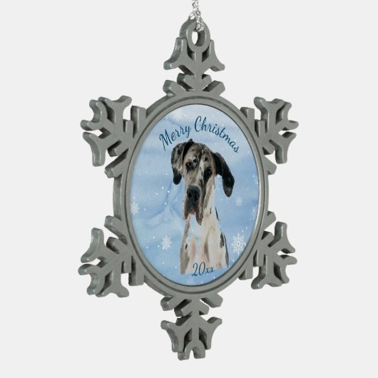 Passen Sie das Weihnachtsfest an. Schneeflocken Zinn-Ornament (Links)