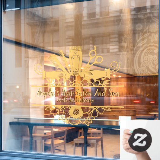 Passen Sie den Friseursalon und den Wellness-Cente Fensteraufkleber (Café-Fenster)