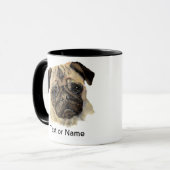 Passen Sie diesen Mops an - Wasserfarbhund Tasse (Vorderseite Links)