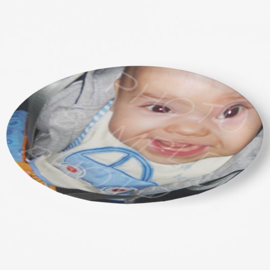 Passen Sie es mit der Papierplatte Ihres Fotos an Pappteller (Schrägansicht)