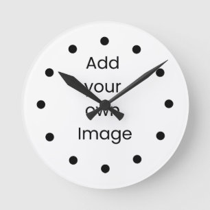 Passen Sie Ihre eigene (schwarze Punkte) Wall-Uhr Runde Wanduhr