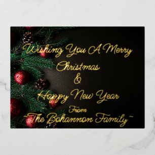 (Passen Sie Ihren Namen an) Frohe Weihnachten & Gl Folien Feiertagspostkarte