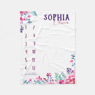 Passen Sie mich auf, die lila Watercolor-Blumen zu Fleecedecke