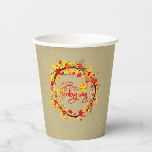 Passende Erntedank-Herbstleaf-Tones Pappbecher (Vorderseite)