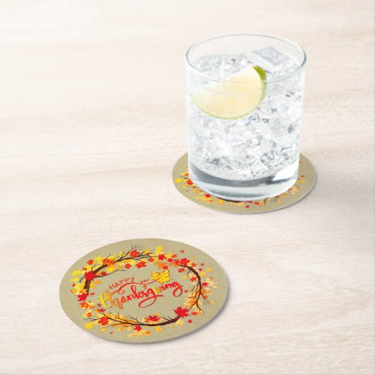 Passende Erntedank-Herbstleaf-Tones Runder Pappuntersetzer (Vor Ort)