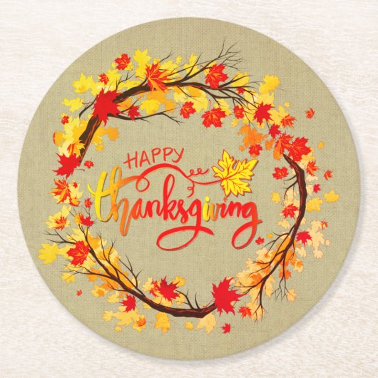 Passende Erntedank-Herbstleaf-Tones Runder Pappuntersetzer (Vorderseite)