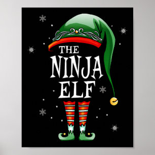 Passende lustige Ninja-Elf-Weihnachtsfamilie Poster