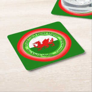 Passende walisische Drache St David's Day bearbeit Rechteckiger Pappuntersetzer