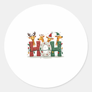 Passende Weihnachts-Santa-Mütze Ho Ho Ho Giraffe A Runder Aufkleber
