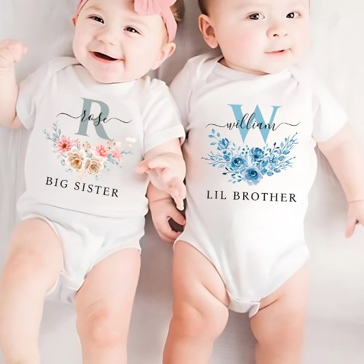 Passender Monogramm-Bruder Baby Strampler
