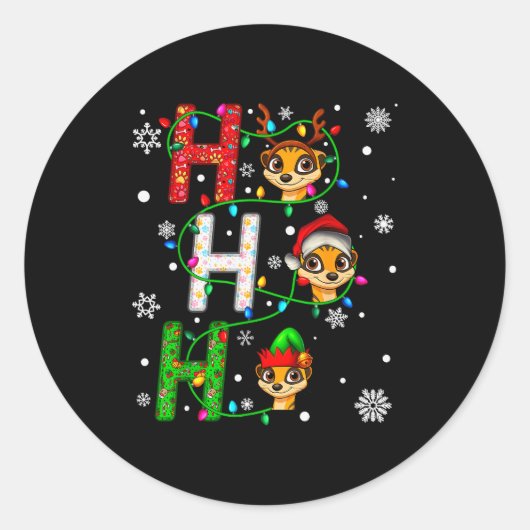 Passender Weihnachtsmann-Hut Ho Ho Ho Erdmännchen Runder Aufkleber (Vorderseite)