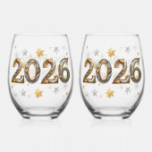 Passendes Paar Neujahr "2026"  Weinglas Ohne Stiel (Vorderseite)