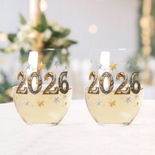 Passendes Paar Neujahr "2026"  Weinglas Ohne Stiel (Insitu (Hochzeit))