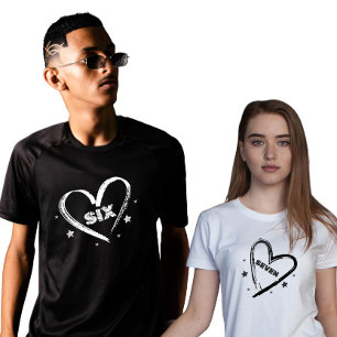 Passendes Six und Seven Herz Paar T-Shirt