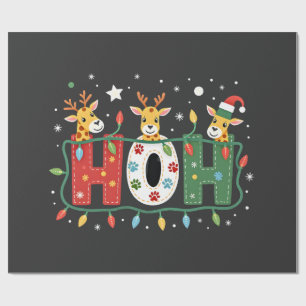 Passendes Weihnachten Santa Hut Ho Ho Ho Giraffe A Geschenkpapier