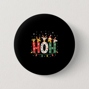 Passendes Weihnachtsmann-Hut Ho Ho Ho Giraffe Anim Button