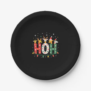 Passendes Weihnachtsmann-Hut Ho Ho Ho Giraffe Anim Pappteller