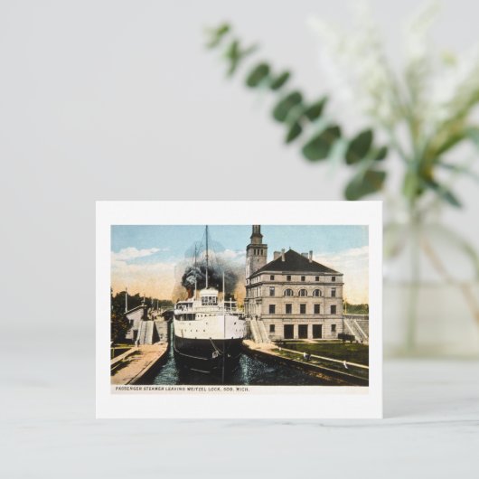 Passenger Steamer Juanita Verlassend Schleuse Weit Postkarte (Stehend Vorderseite)