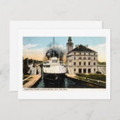 Passenger Steamer Juanita Verlassend Schleuse Weit Postkarte (Vorne/Hinten)