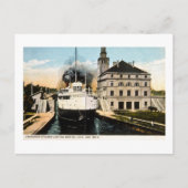 Passenger Steamer Juanita Verlassend Schleuse Weit Postkarte (Vorderseite)