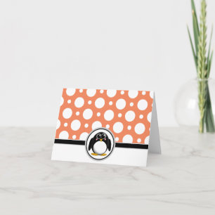 Passierbare Pinguin-Sonderkarten Orange Polka Dot  Dankeskarte