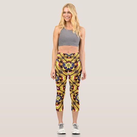 Passiflora Caerulea Pattern Capri Leggings (Vorderseite)
