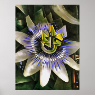 Passiflora Passion Blume im Stil geometrischer Kun Poster