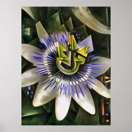 Passiflora Passion Blume im Stil geometrischer Kun Poster (Vorne)
