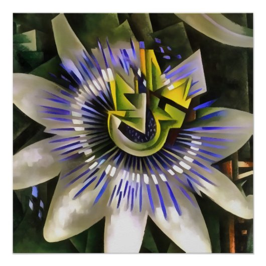 Passiflora Passion Blume im Stil geometrischer Kun Poster (Vorderseite)