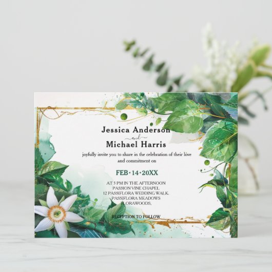 💍 Passiflora Serenity Einladung (Stehend Vorderseite)